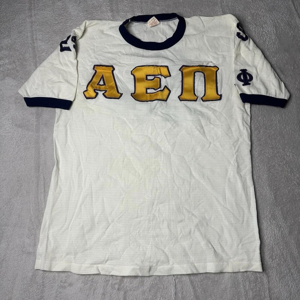 True Vintage Alpha Epsilon Pi 70s Russell Athletic Mesh Football Jersey Sz Large